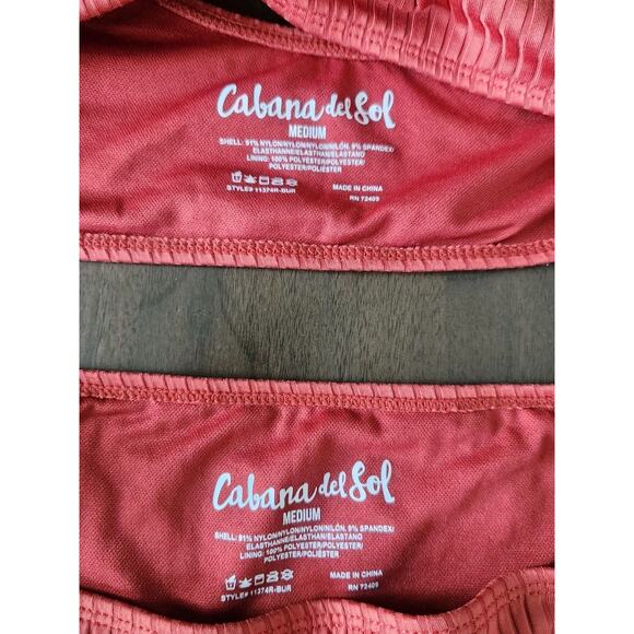 Cabana Del Sol Off The Shoulder Terracotta Ribbed Bikini 2 Piece Swimsuit M - Picture 3 of 6